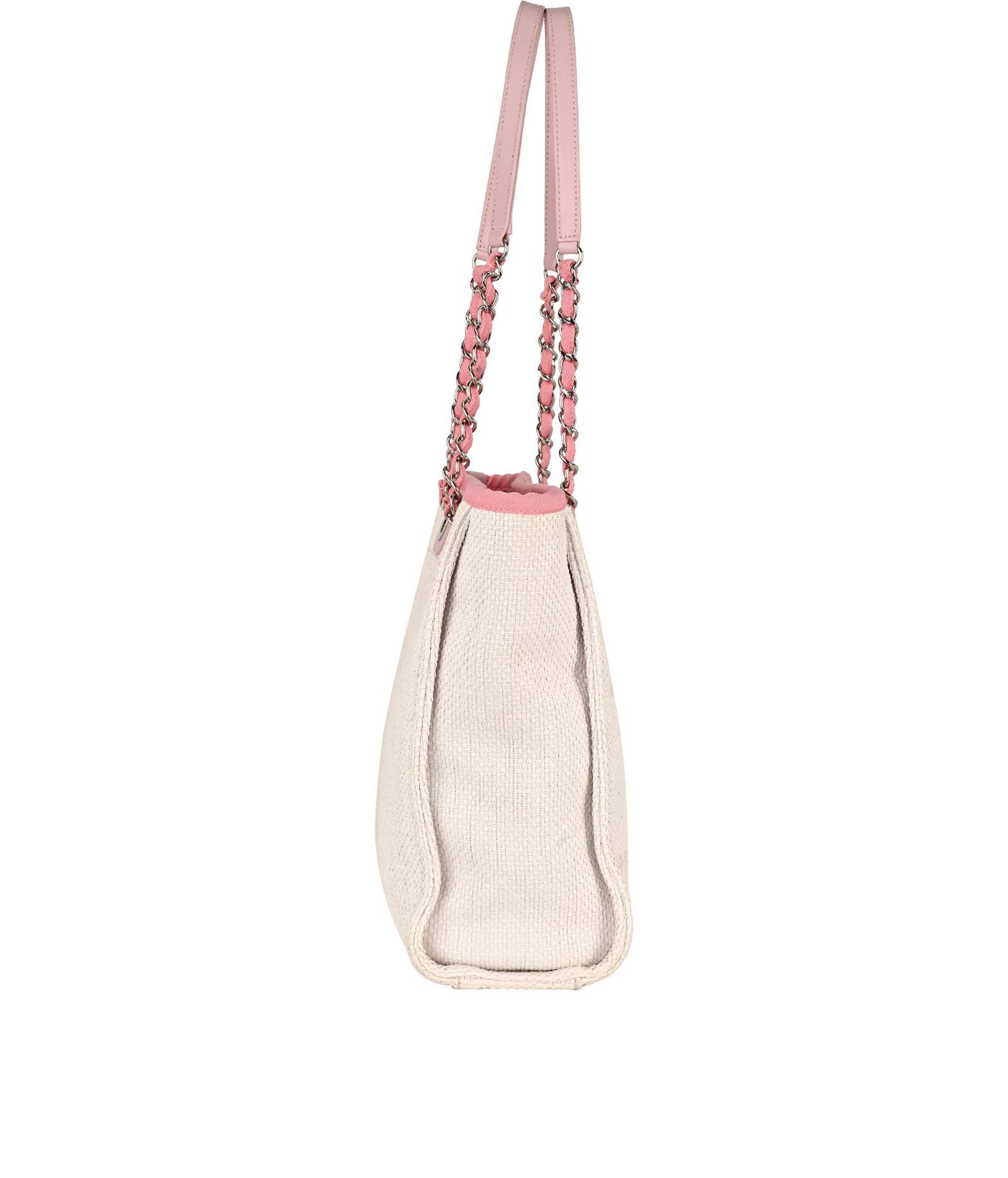 Mini Deauville, &pound;1,500, Handbags, Pink/White, Canvas, Side view